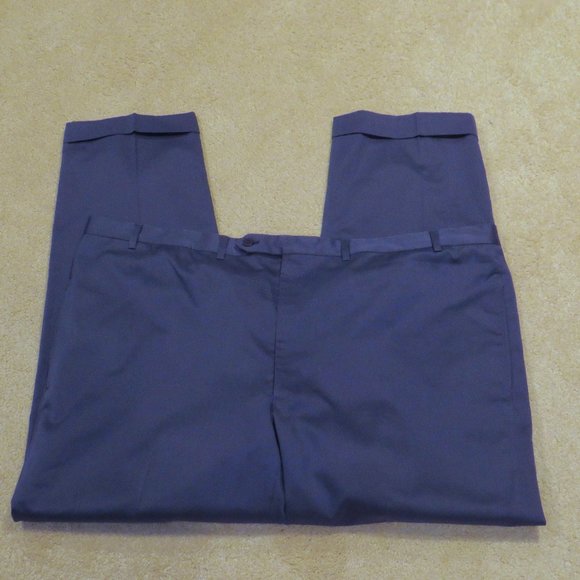 Loro Piana Solid Blue Bespoke Flat Front Dress Pants 47.5